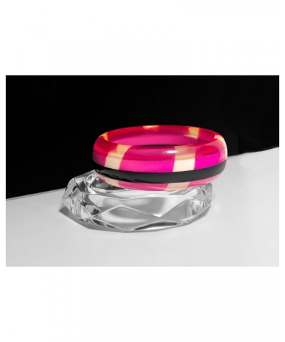 Ever Elation from Purehands Studio is a value set of two - Purple resin Bangle with Diagonal check design and a crystal clear...