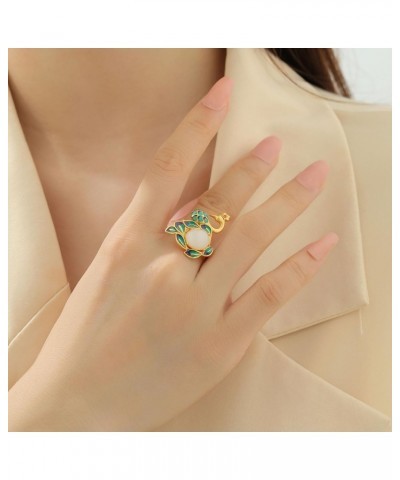 Phoenix Jade Rings for Women - Opening Adjustable Gold-plated Copper Chinese Ethnic Ring $6.47 Rings