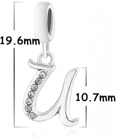 925 Sterling Silver Charm Pendant A to Z Clear CZ 26 Letter Alphabet Bead Charms Fit Bracelets Necklace DIY Jewelry Pendant S...