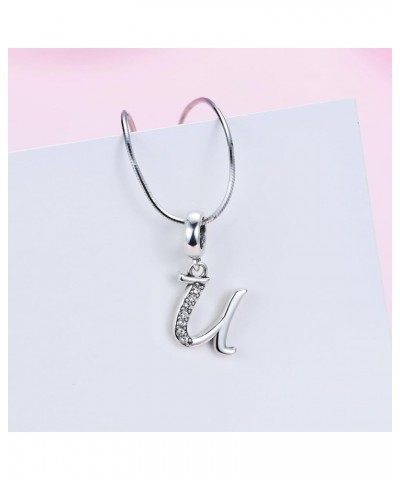 925 Sterling Silver Charm Pendant A to Z Clear CZ 26 Letter Alphabet Bead Charms Fit Bracelets Necklace DIY Jewelry Pendant S...