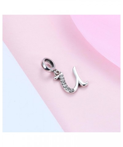 925 Sterling Silver Charm Pendant A to Z Clear CZ 26 Letter Alphabet Bead Charms Fit Bracelets Necklace DIY Jewelry Pendant S...