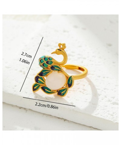 Phoenix Jade Rings for Women - Opening Adjustable Gold-plated Copper Chinese Ethnic Ring $6.47 Rings