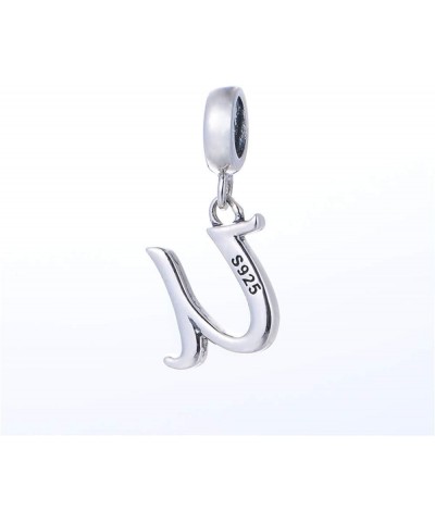 925 Sterling Silver Charm Pendant A to Z Clear CZ 26 Letter Alphabet Bead Charms Fit Bracelets Necklace DIY Jewelry Pendant S...