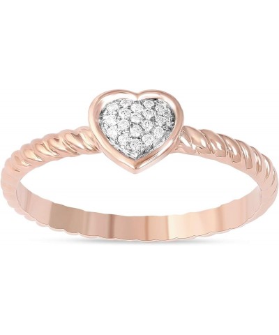 Sterling Silver 1/20 CT. TDW Diamond Heart Shape Cluster Promise Ring Love Gift for Women (I-J, I2) rose-gold-plated-silver $...