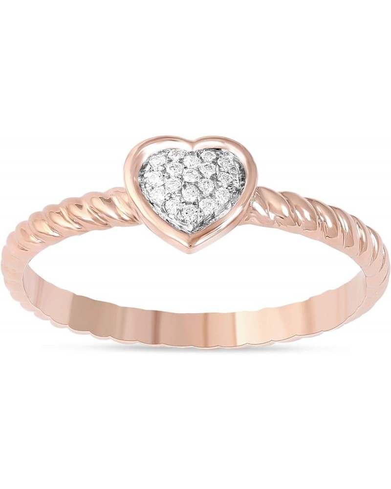 Sterling Silver 1/20 CT. TDW Diamond Heart Shape Cluster Promise Ring Love Gift for Women (I-J, I2) rose-gold-plated-silver $...